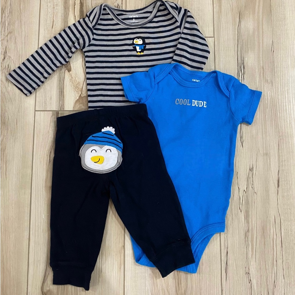 6 Months Penguin Long sleeve / Onesie Set